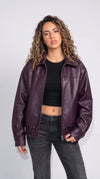 DARK PURPLE LEATHER BIKER JACKET