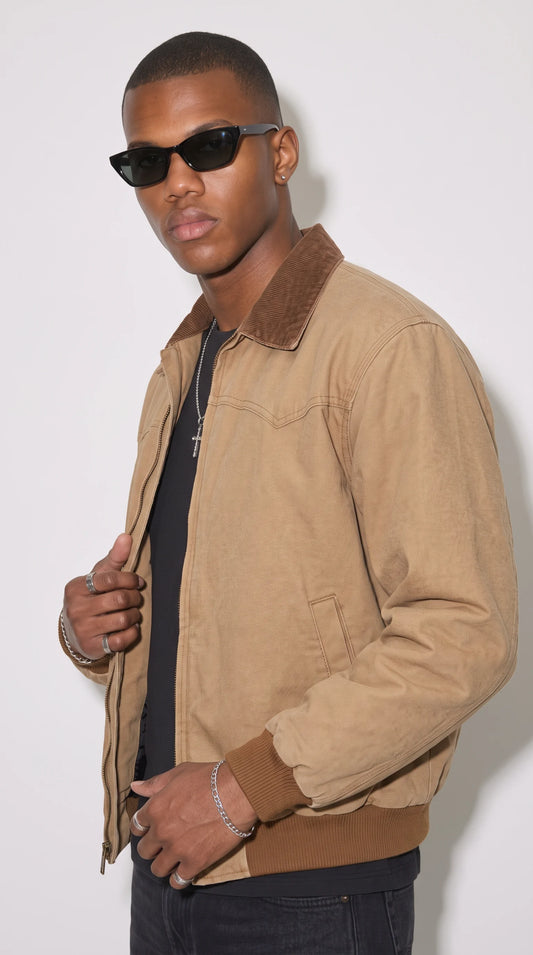 LIGHT BROWN SOFT-COTTON JACKET
