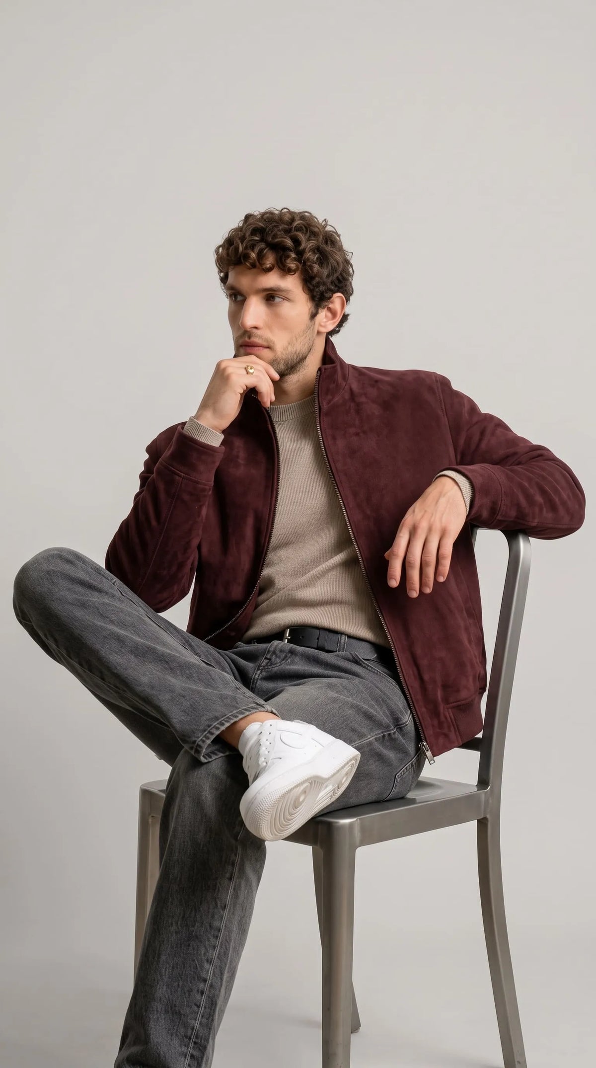 DARK RED WINE COTTON JACKET