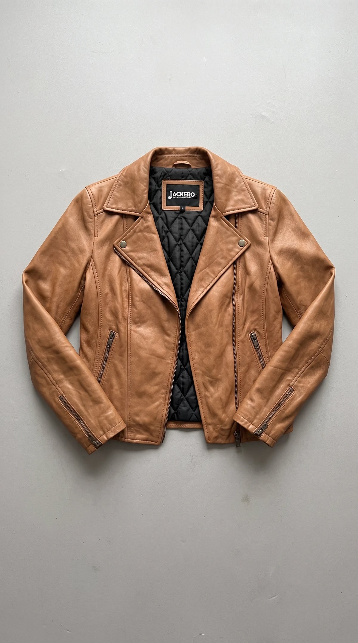 TAN BIKER LEATHER JACKET