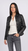 PREMIUM BLACK LEATHER TRUCKER JACKET