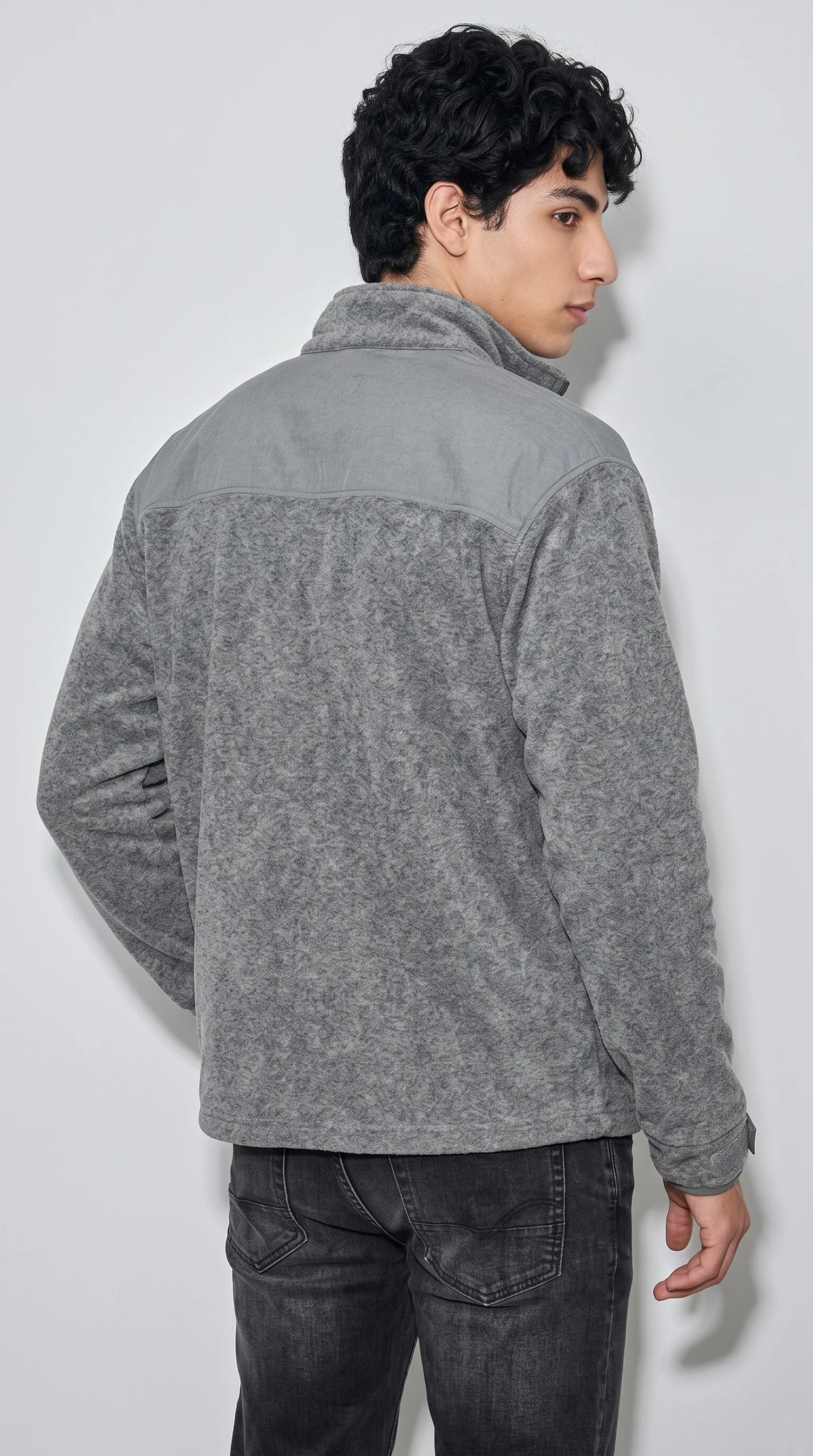 DARK GREY AND GREY SOFT SUEDE JACKET