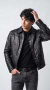 DARKEST BLACK LEATHER BAGGY JACKET