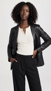 WOMEN BLACK LEATHER BLAZER