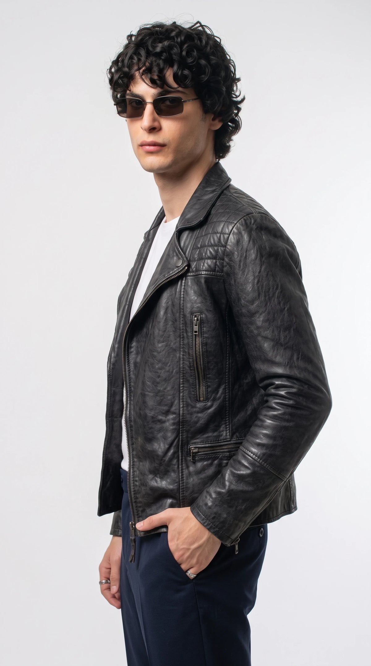 BLACK LEATHER MOTO JACKET