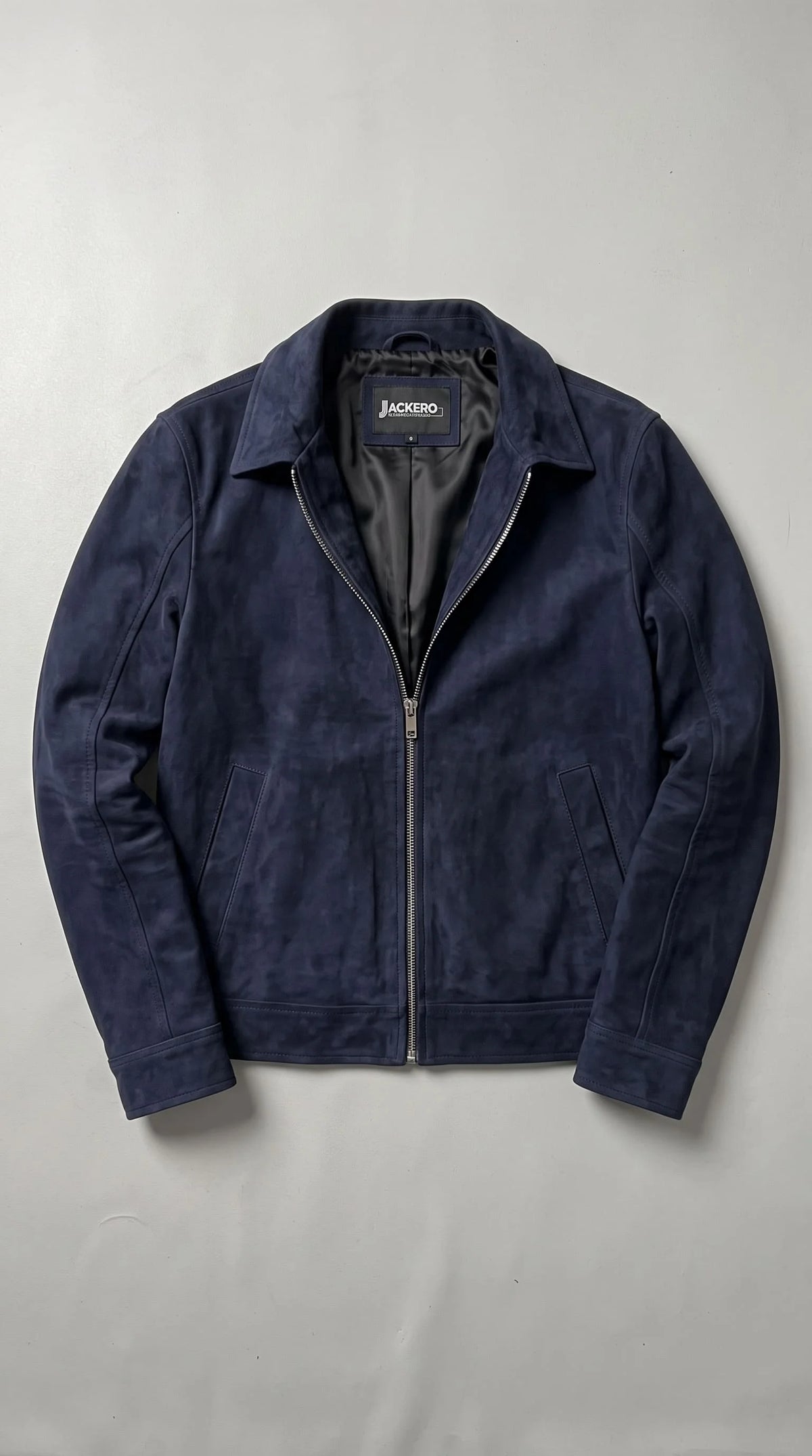 DARK NAVY BLUE SUEDE BOMBER JACKET