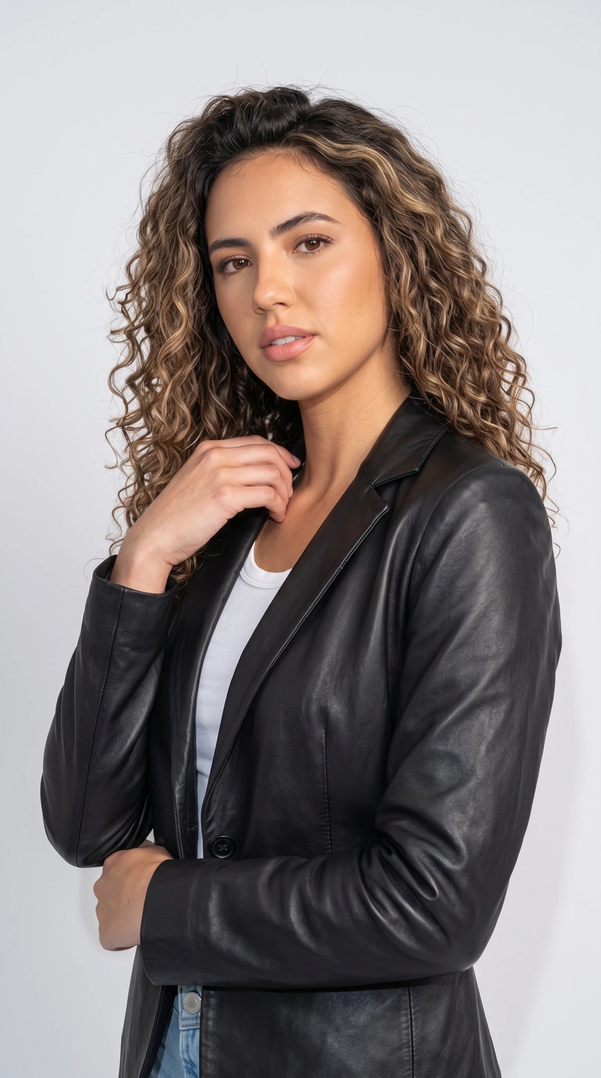BLACK LEATHER BLAZER