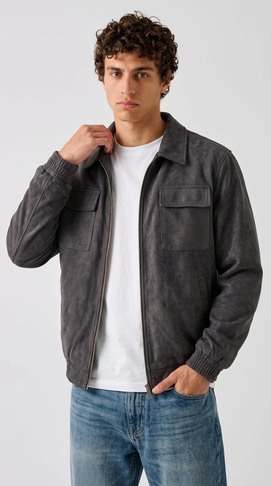 DARK GREY SUEDE JACKET