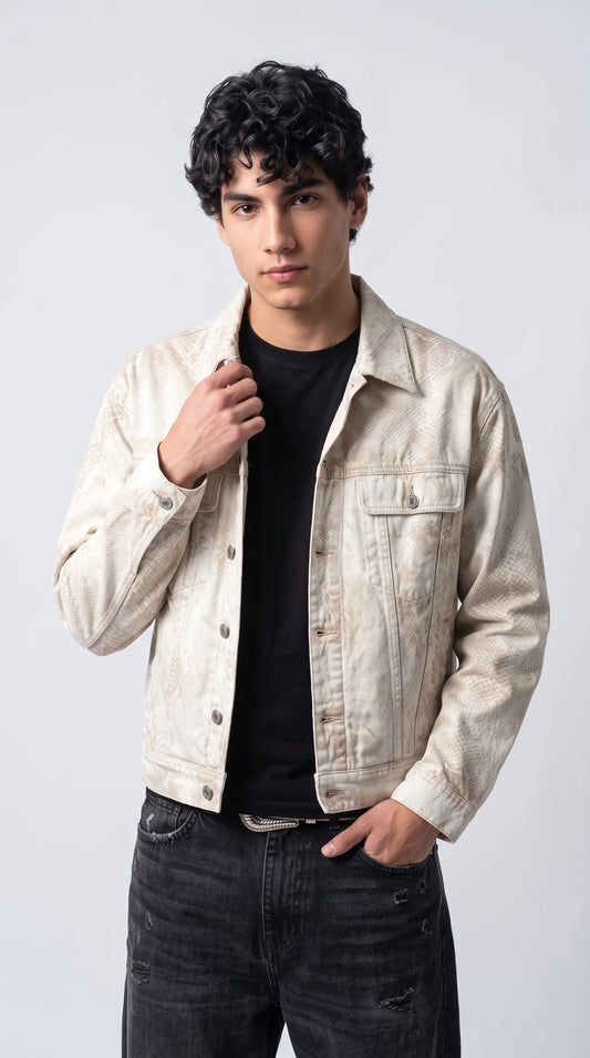 OFF-WHITE TEXTURED DENIM JACKET