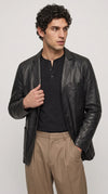 BLACK LEATHER BLAZER