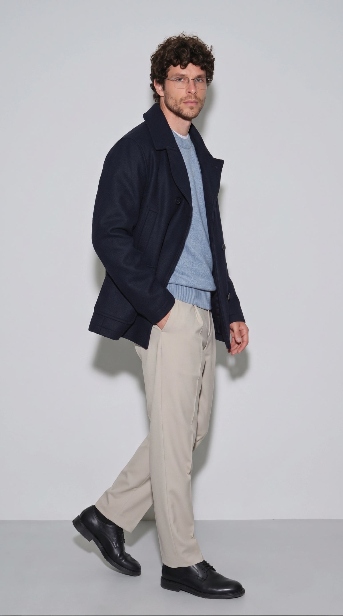 DARK NAVY BLUE WOOL COAT