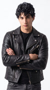 BLACK LEATHER BIKER JACKET