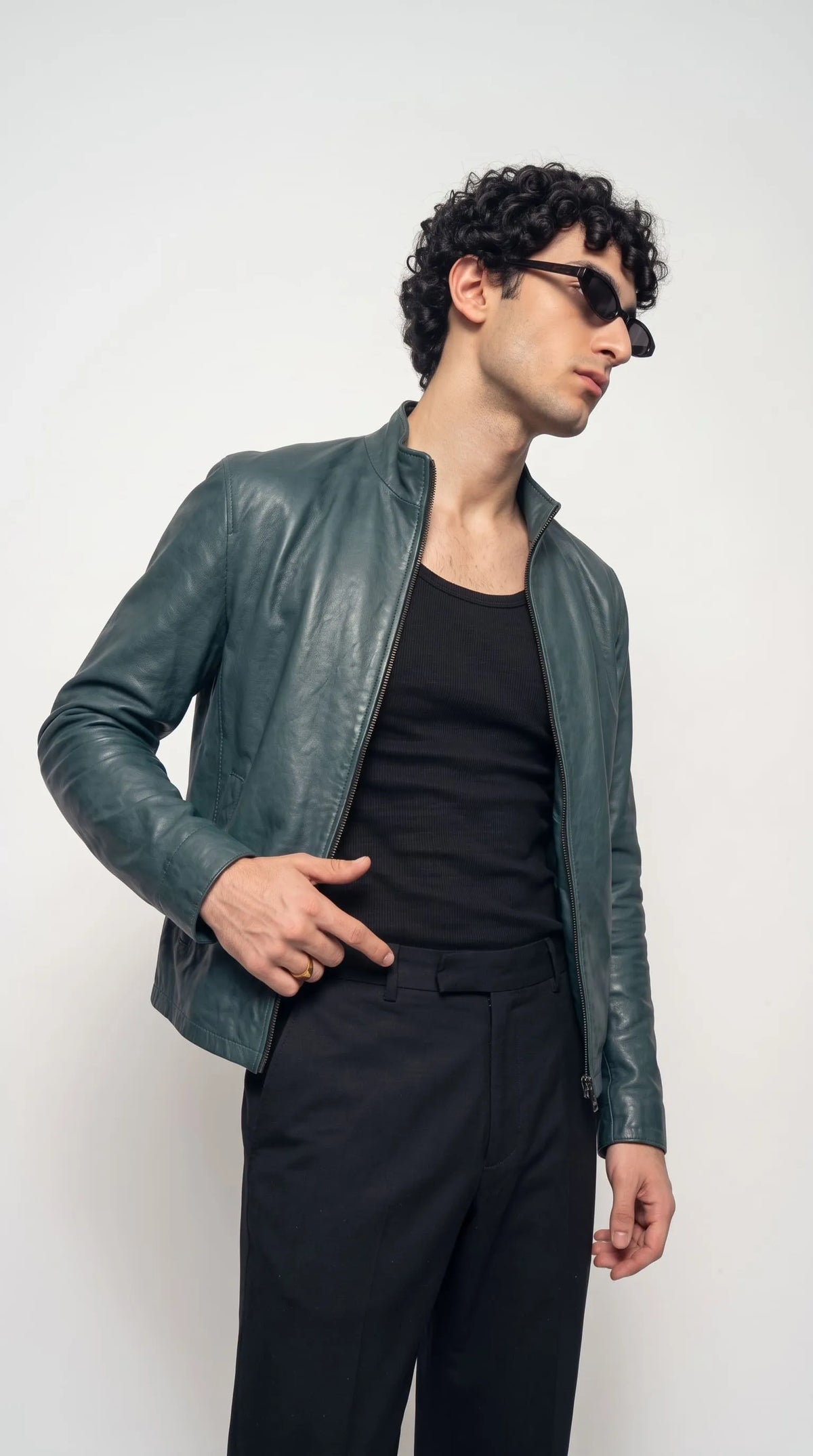 DARK CYAN LEATHER JACKET