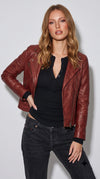DARK RED BIKER LEATHER JACKET