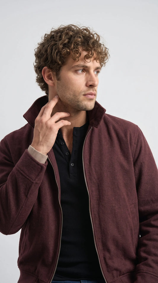 DARK RED WINE COTTON JACKET