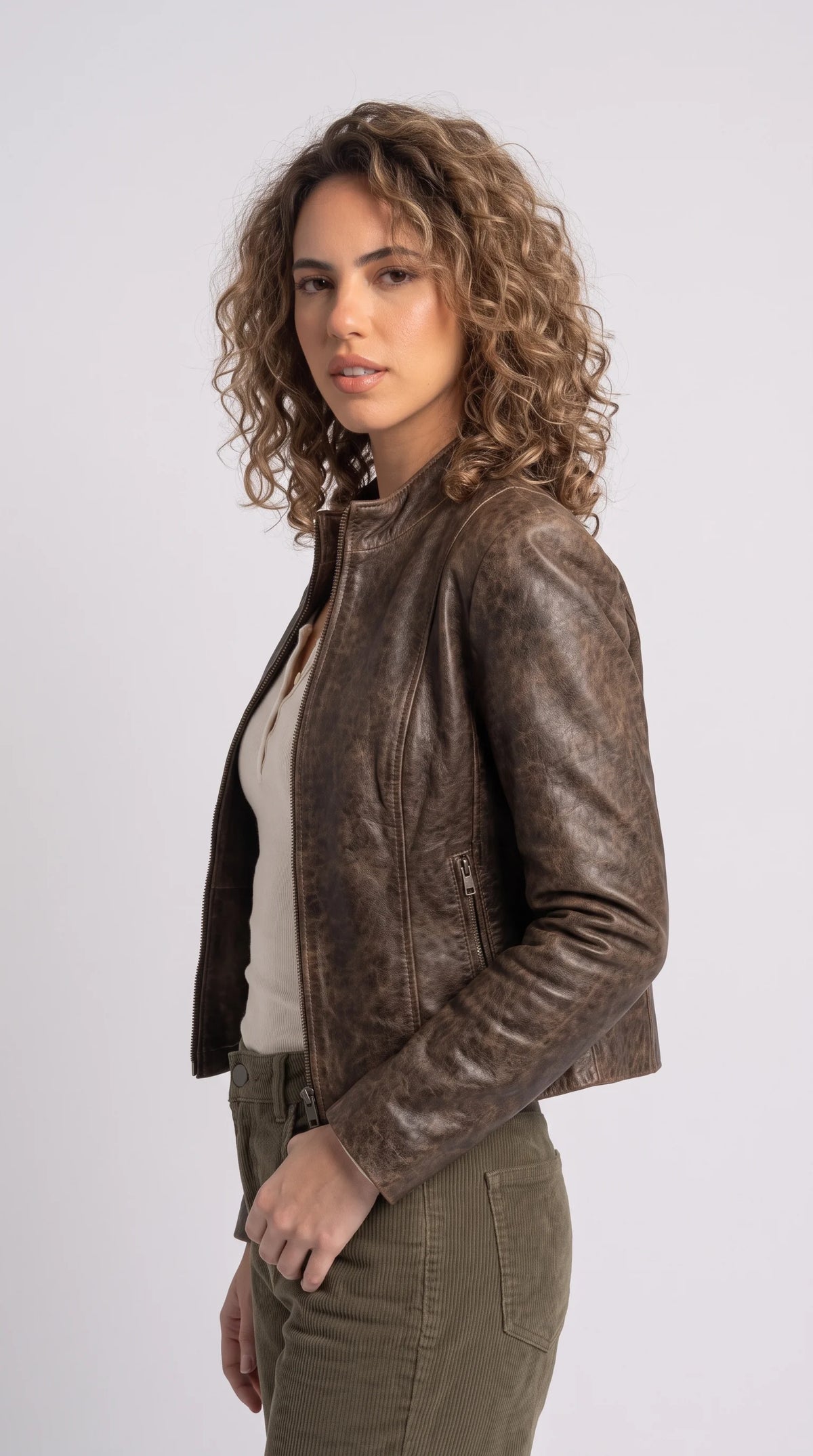 PREMIUM DARK BROWN DISTRESSED LEATHER JACKET
