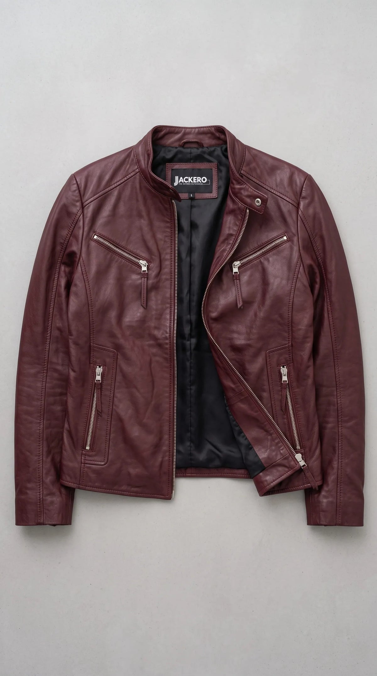 DARK RED VINE LEATHER JACKET