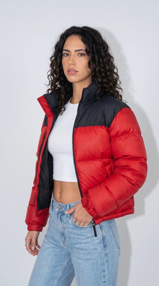 RED AND BLACK PUFFER JACKET