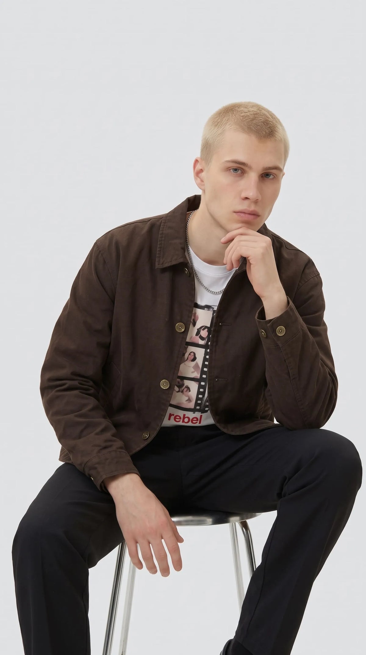 DARK BROWN COTTON CANVAS JACKET