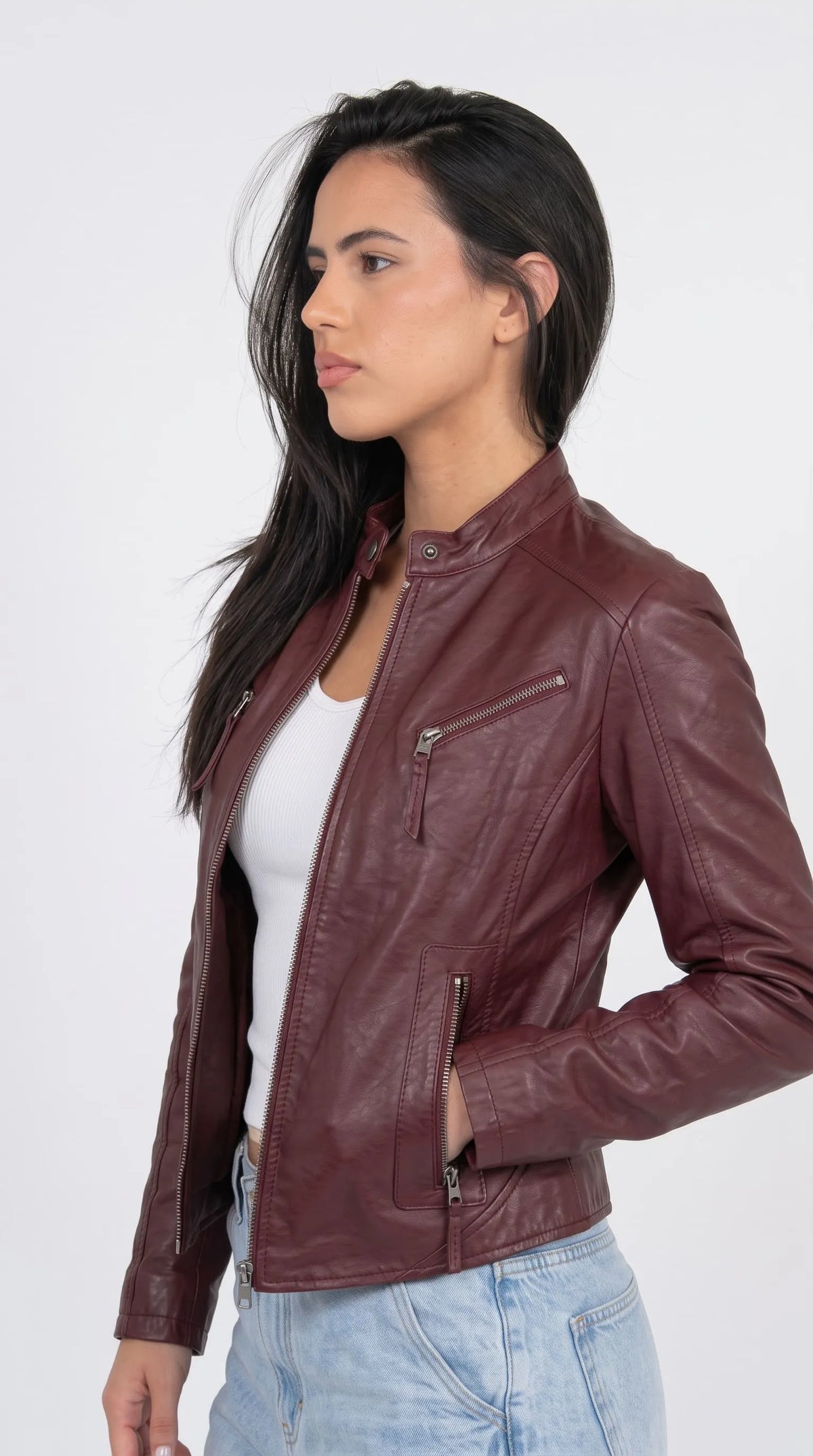 DARK RED VINE LEATHER JACKET