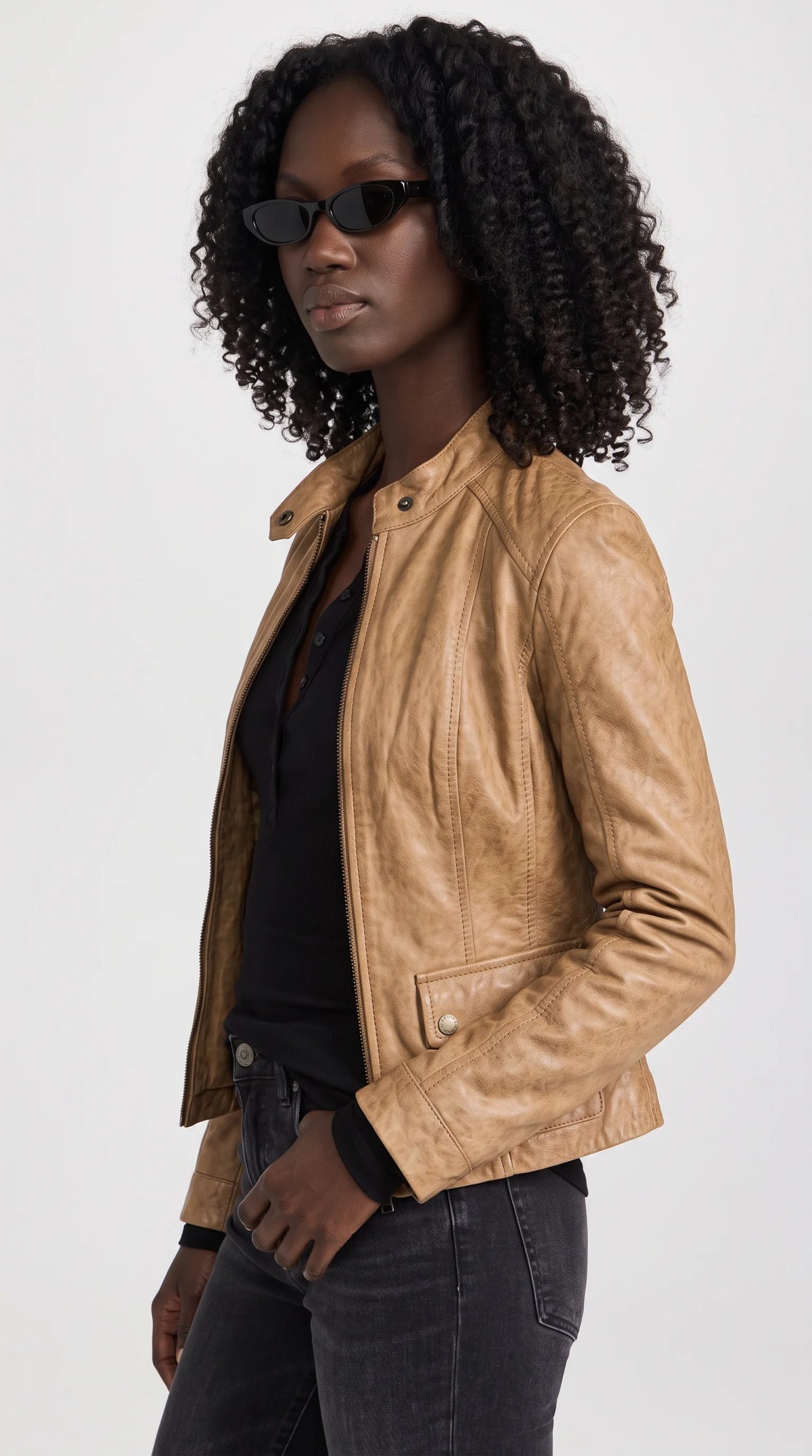 LIGHT BROWN LEATHER JACKET