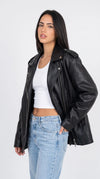 DARKEST BLACK AVIATOR LEATHER BAGGY OVERSIZED JACKET