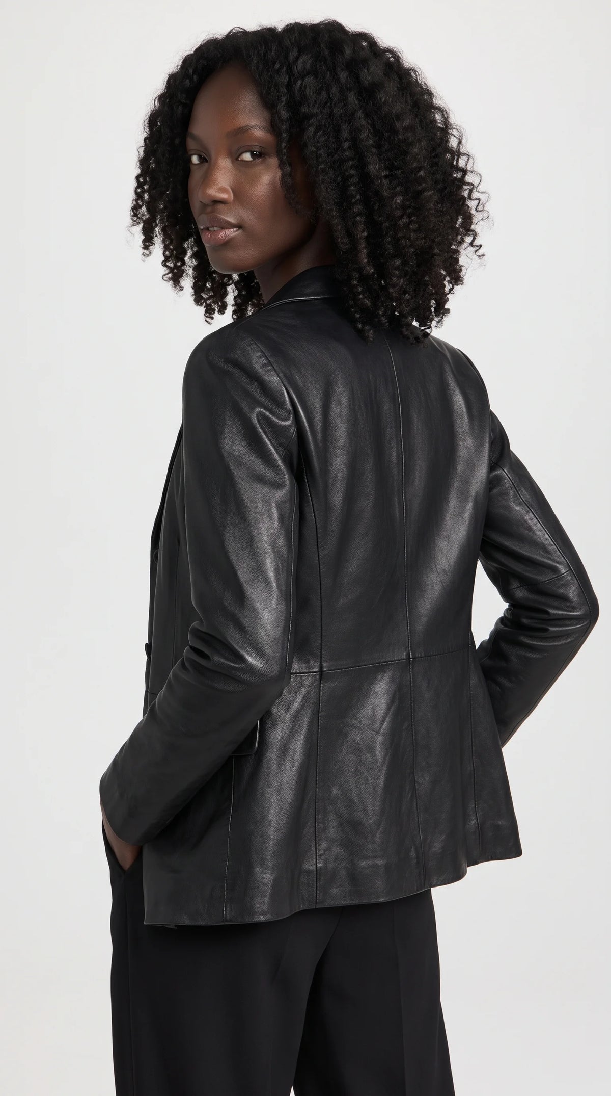 WOMEN BLACK LEATHER BLAZER