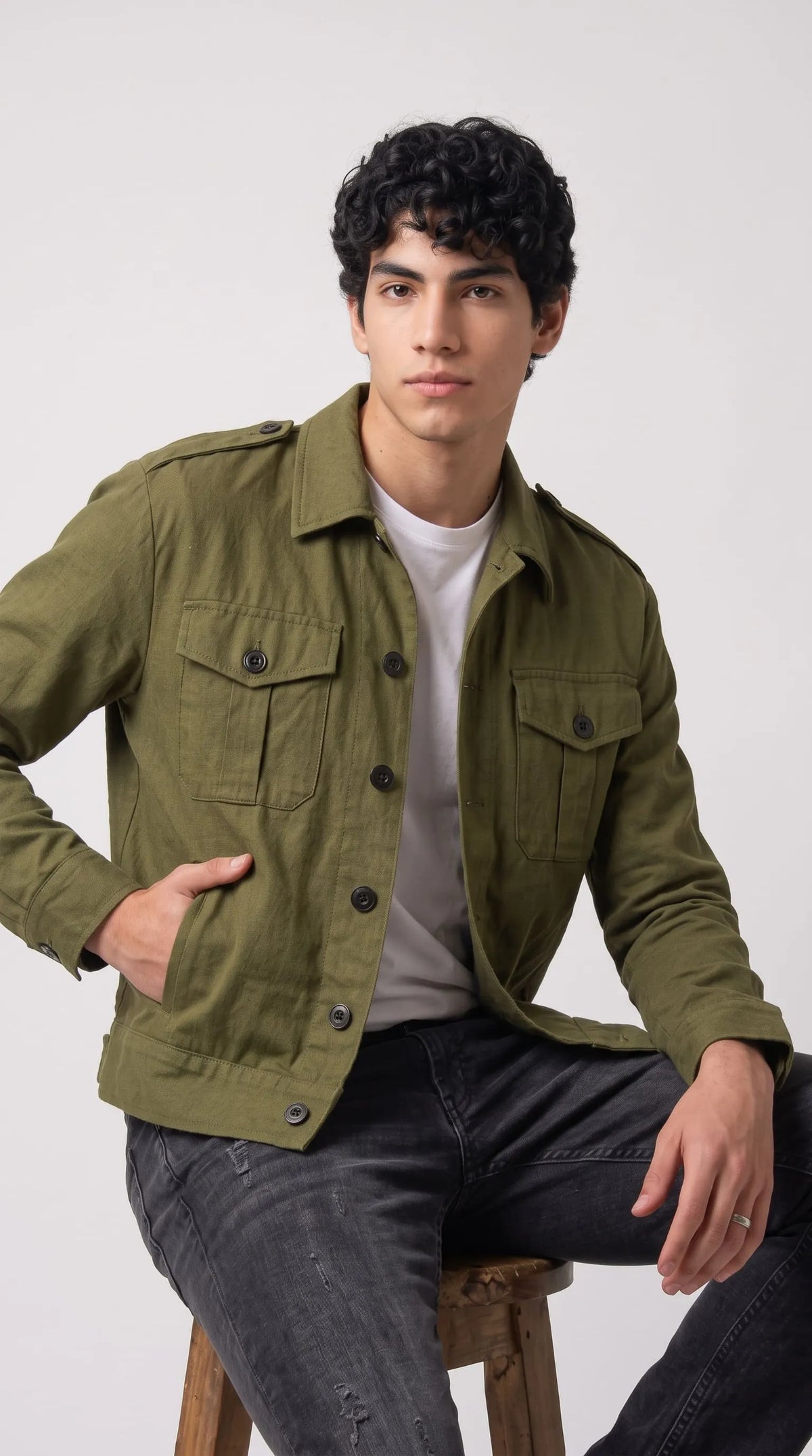 OLIVE GREEN COTTON JACKET