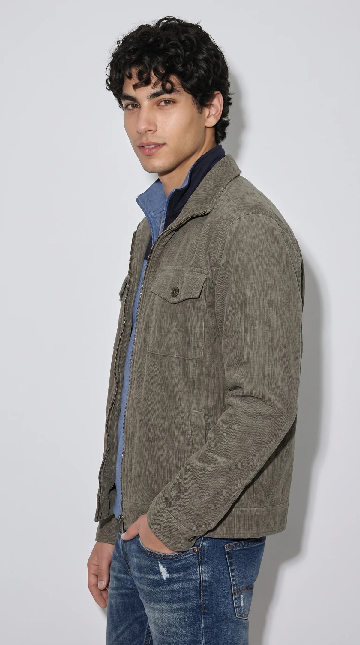 DARK GREY UTILITY SUEDE JACKET