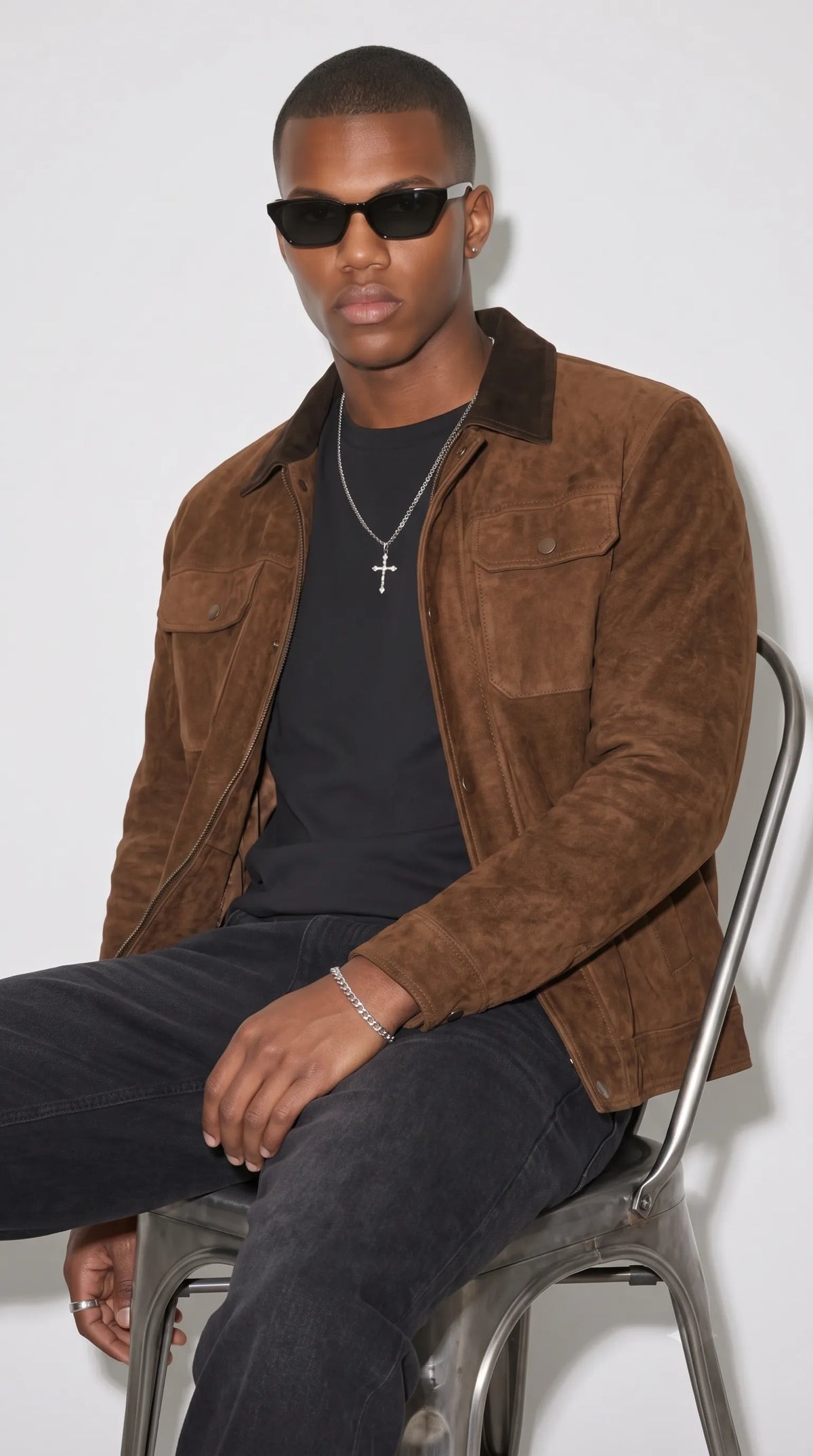 DARK CHOCOLATE BROWN SUEDE JACKET