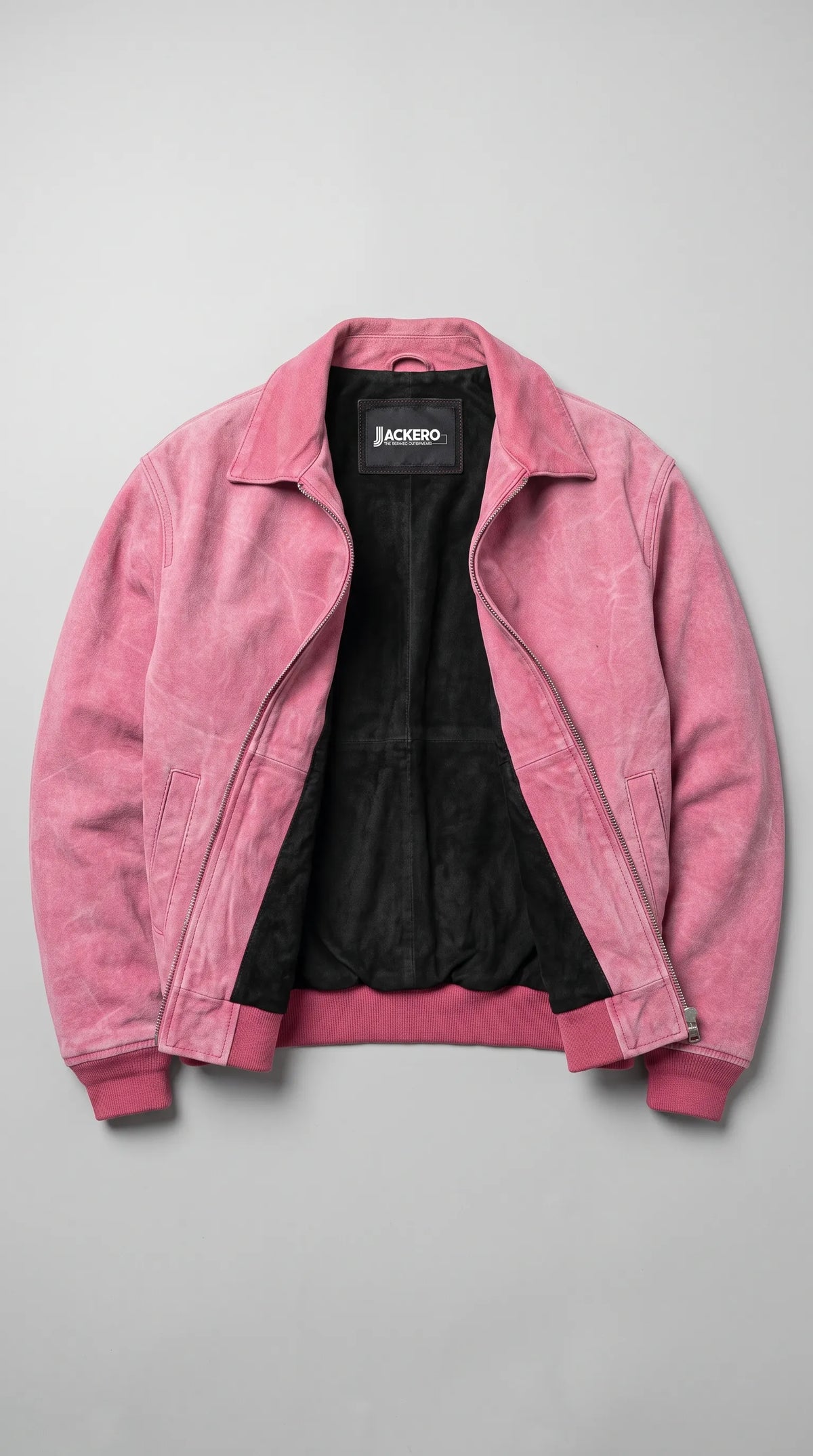 LIGHT PINK SUEDE BOMBER JACKET