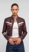 DARK BURGUNDY CAFE RACER LEATHER JACKET
