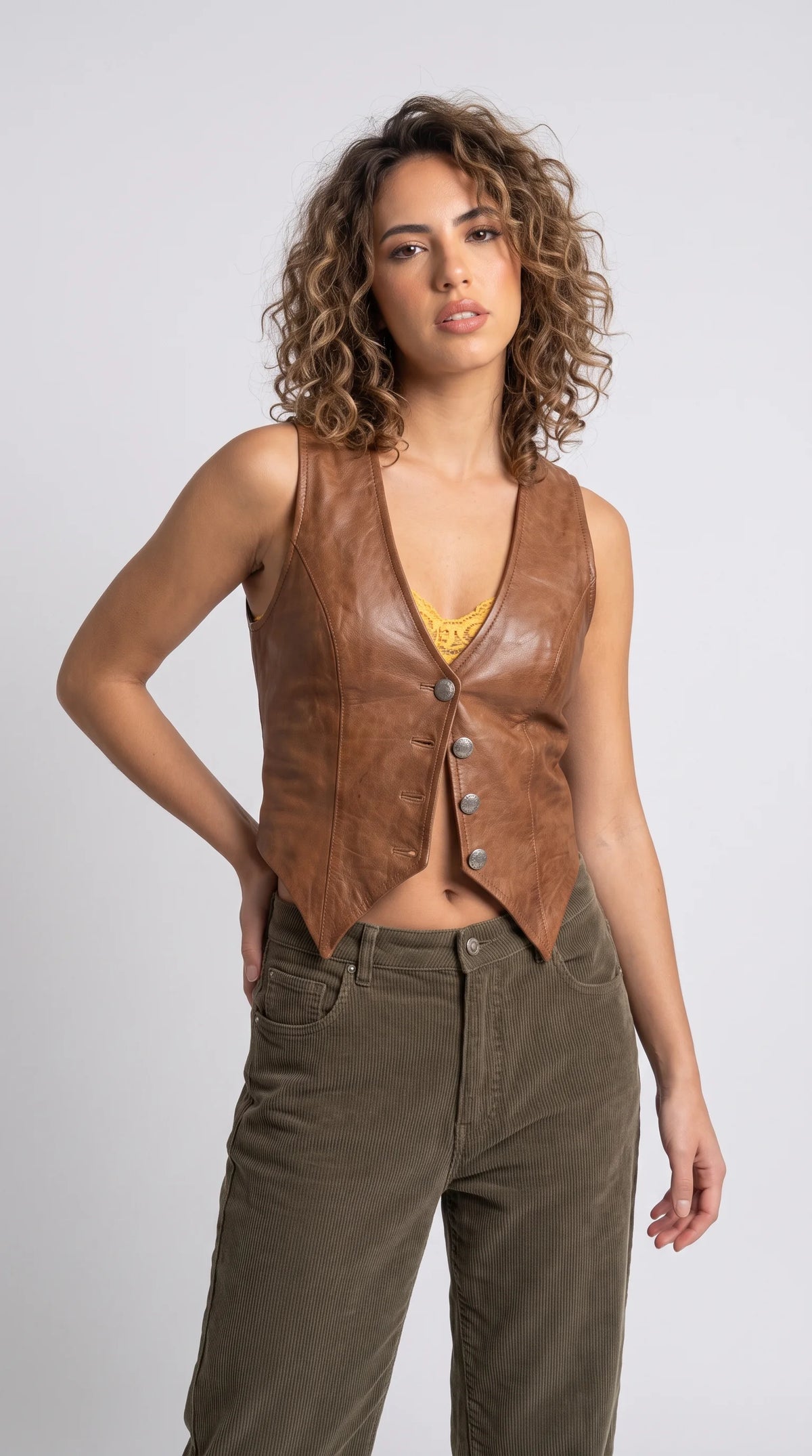 LIGHT BROWN LEATHER VEST