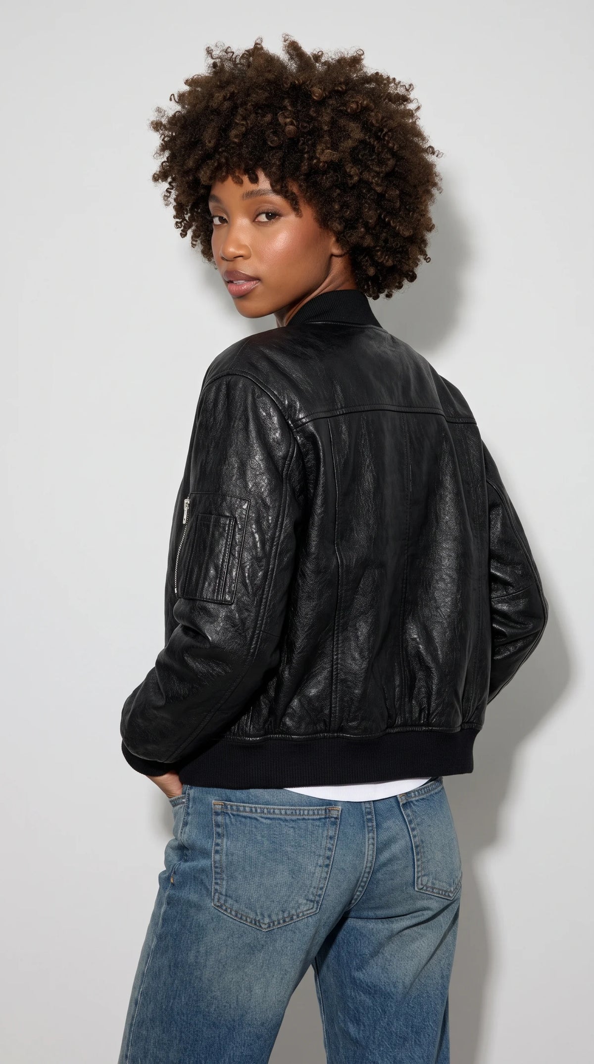 PREMIUM BLACK LEATHER BOMBER JACKET