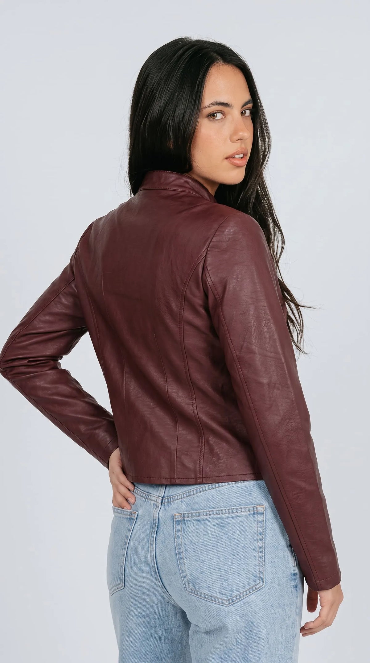 DARK RED VINE LEATHER JACKET