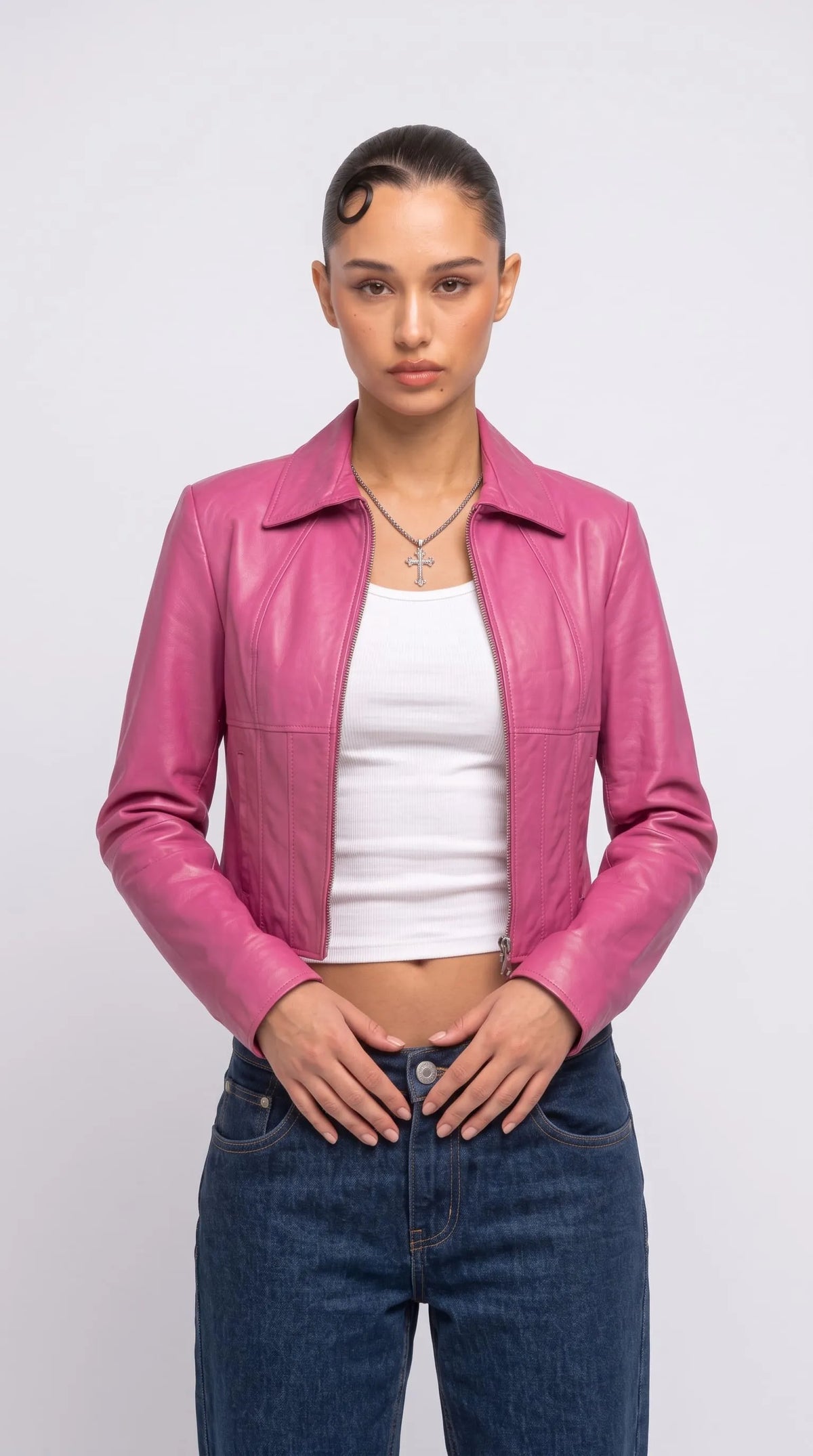 PINK LEATHER JACKET