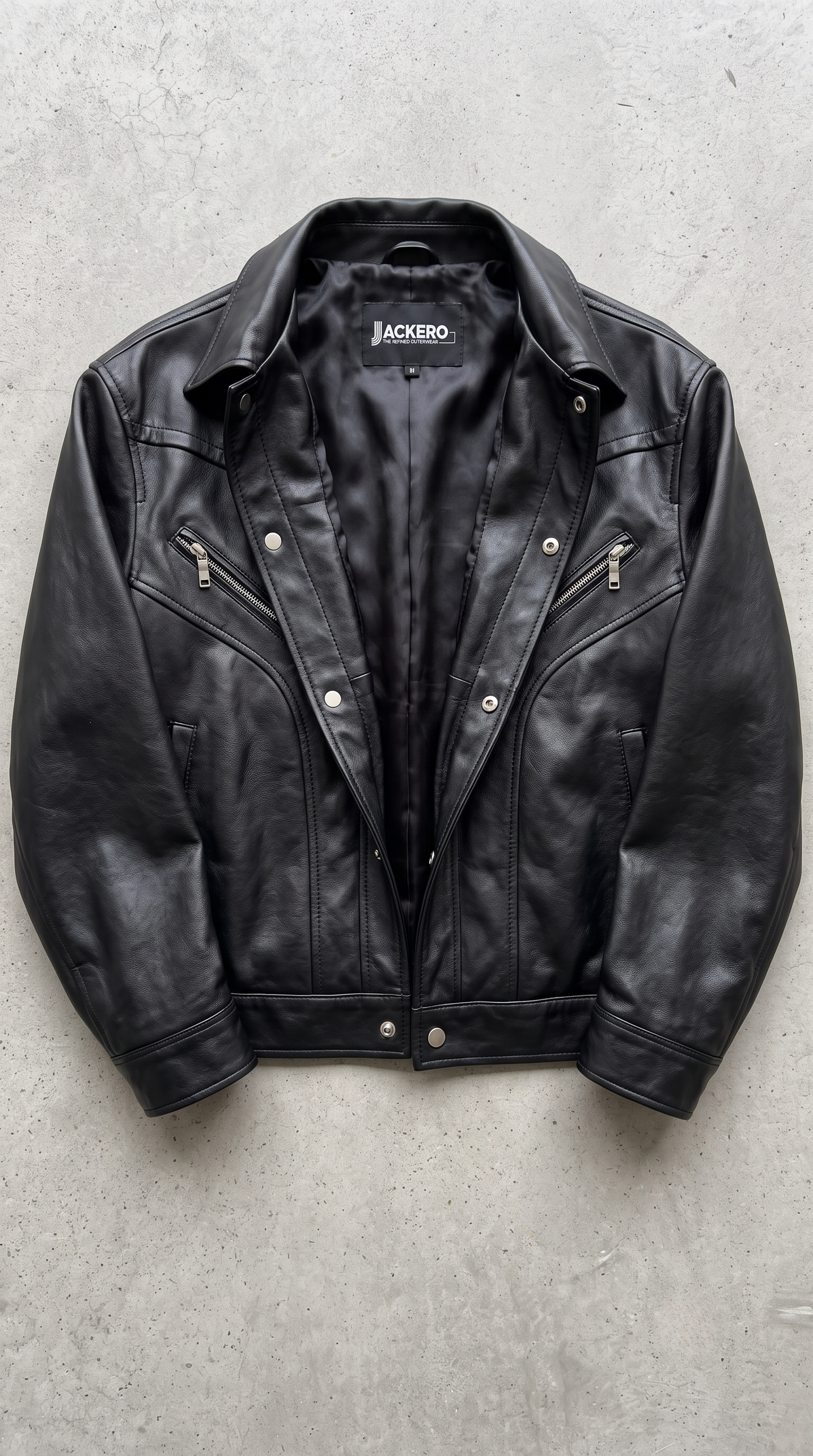 DARKEST BLACK LEATHER BAGGY JACKET