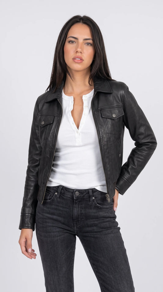 PREMIUM BLACK LEATHER BOMBER JACKET