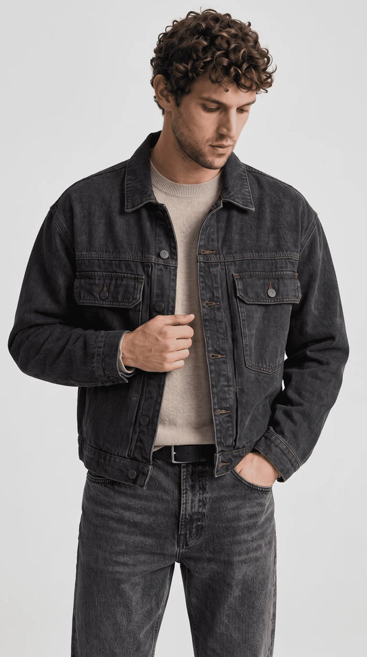 FADED CHARCOAL WASHED DENIM JACKET