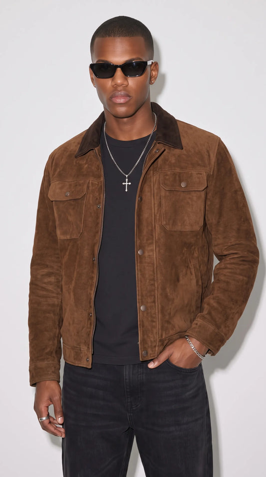 DARK CHOCOLATE BROWN SUEDE JACKET