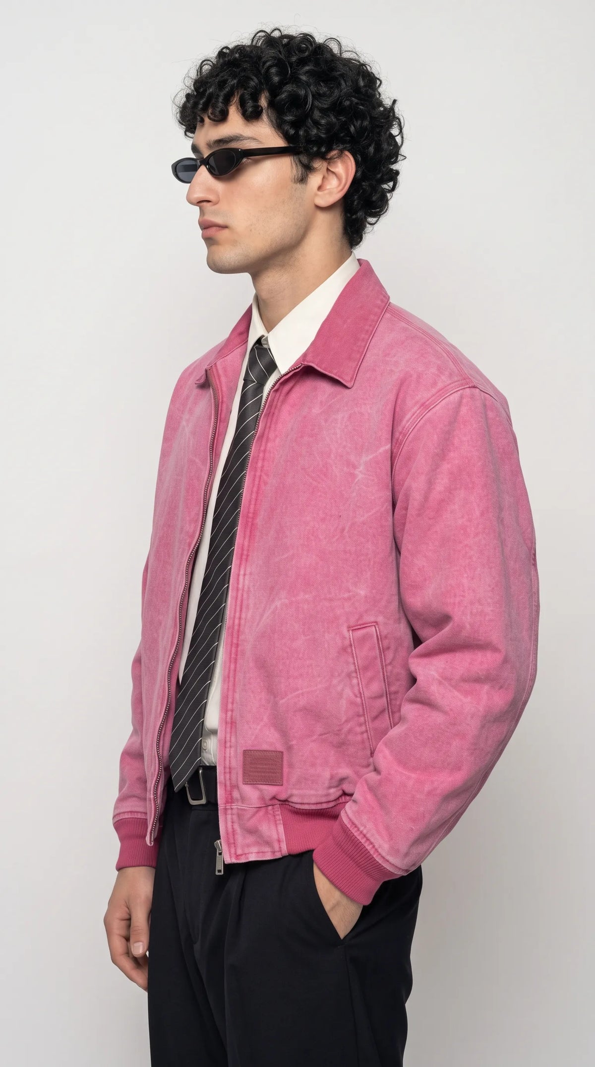 LIGHT PINK SUEDE BOMBER JACKET