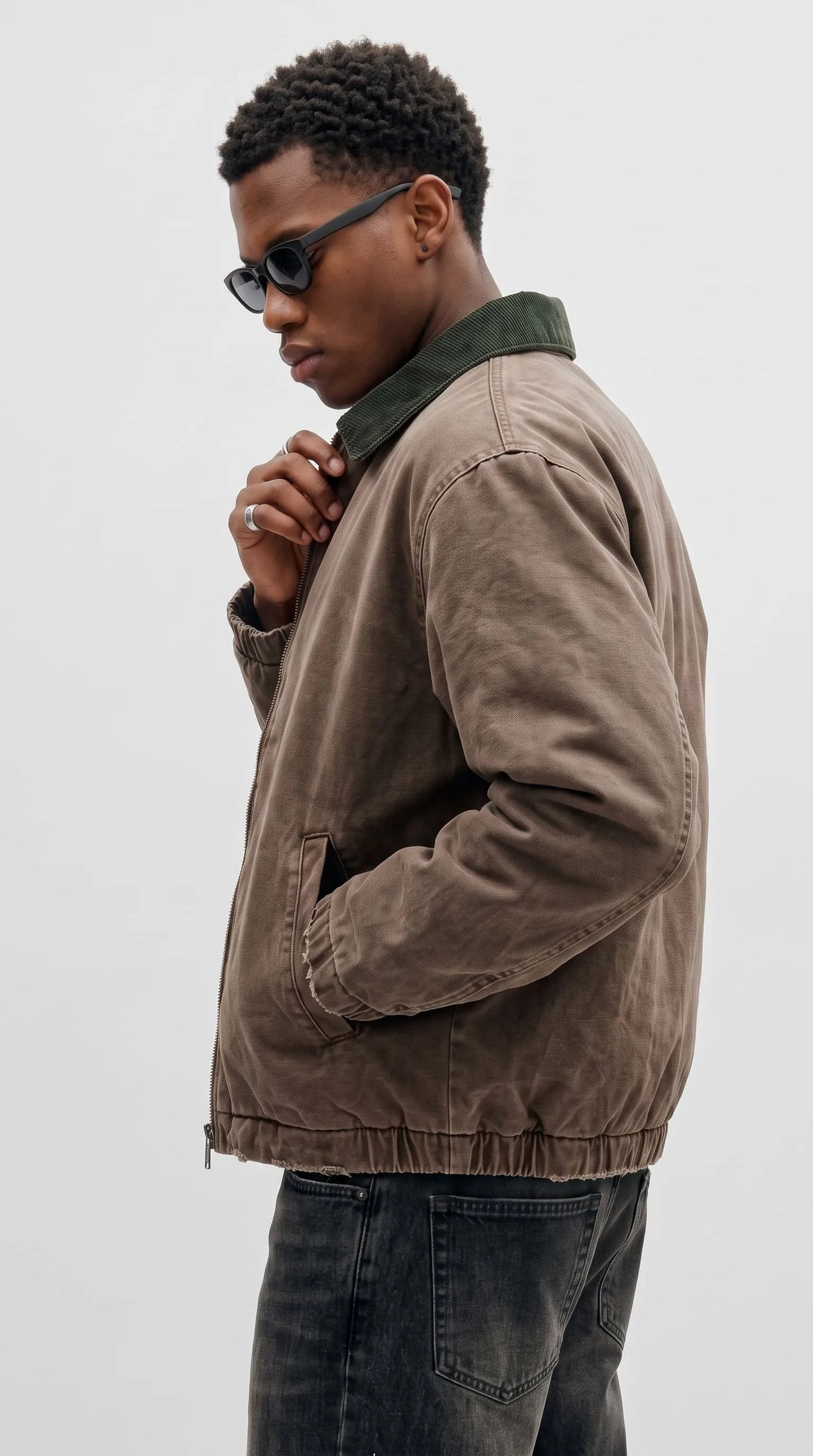 BROWN COTTON CANVAS JACKET