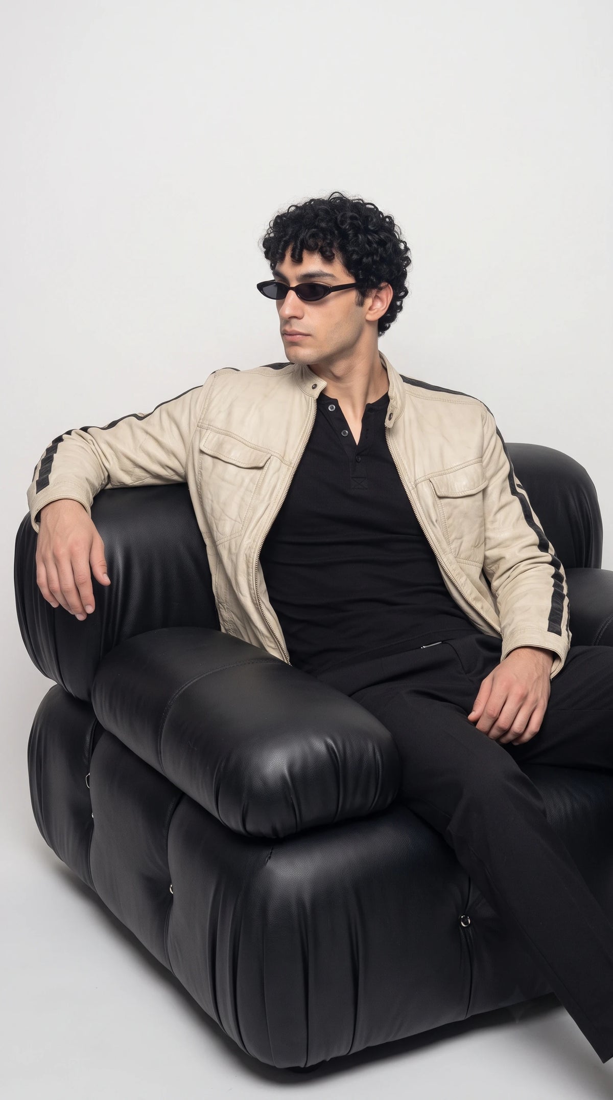 OFF-WHITE CAFE RACER LEATHER BIKER JACKET