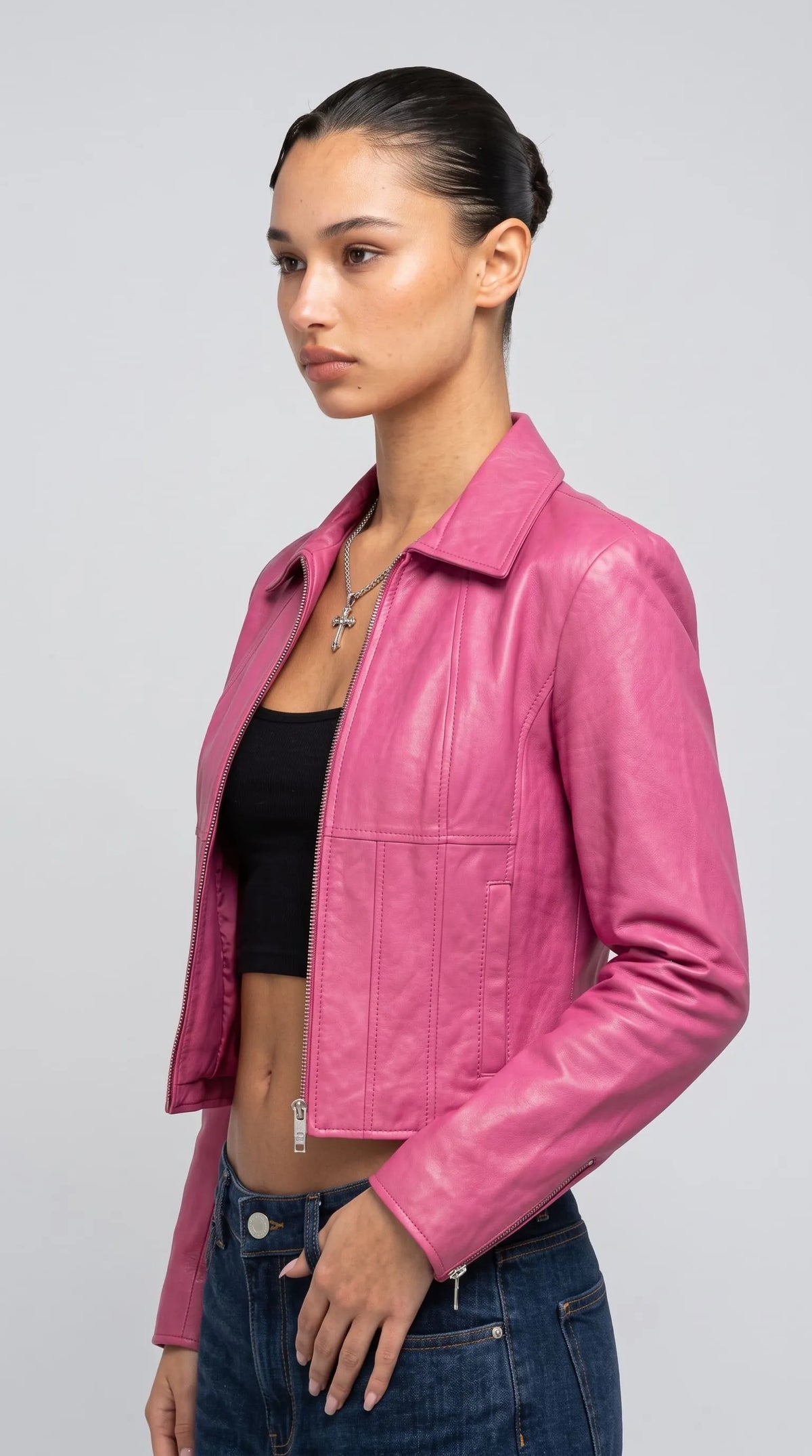 PINK LEATHER JACKET