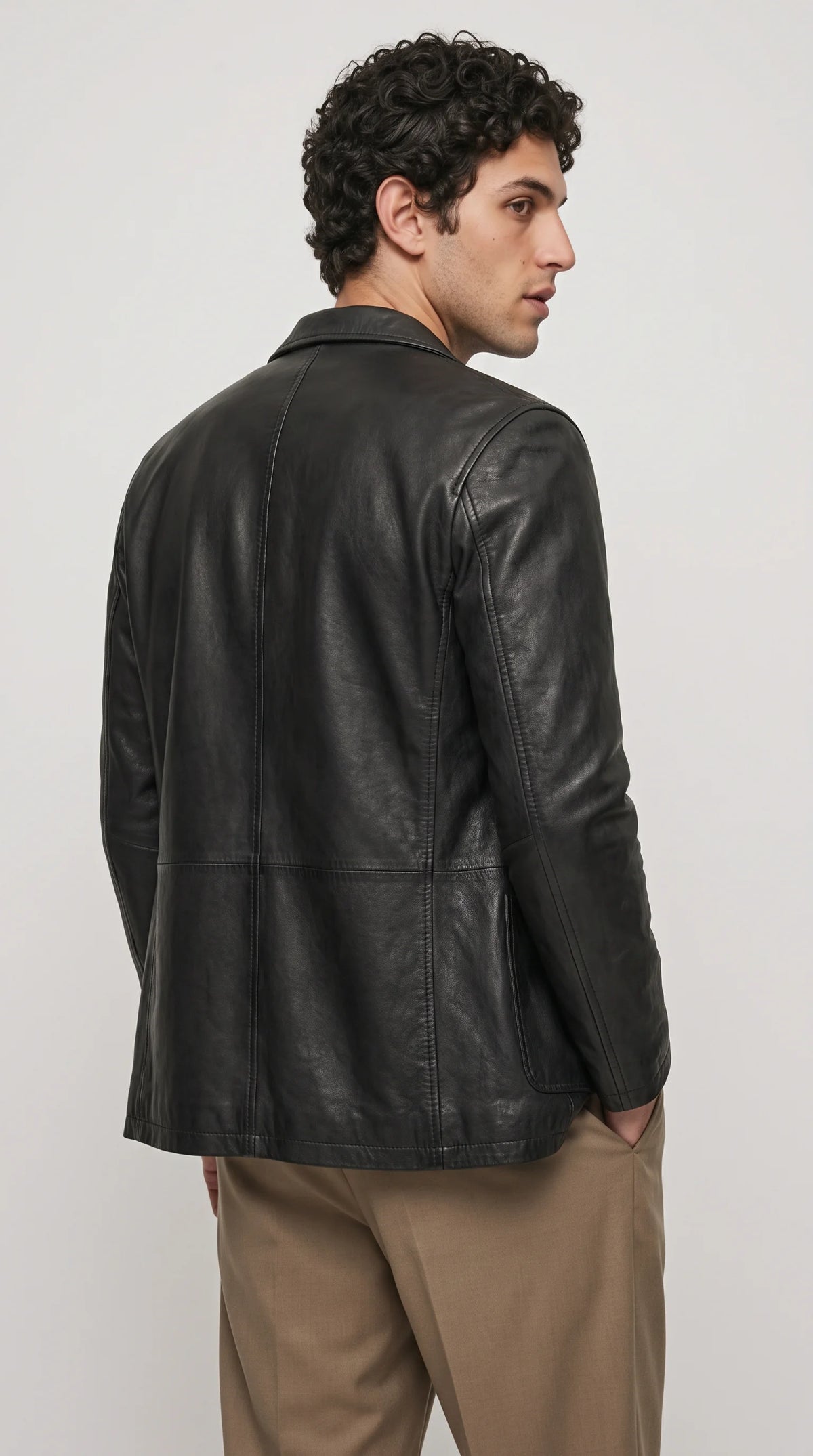 BLACK LEATHER BLAZER