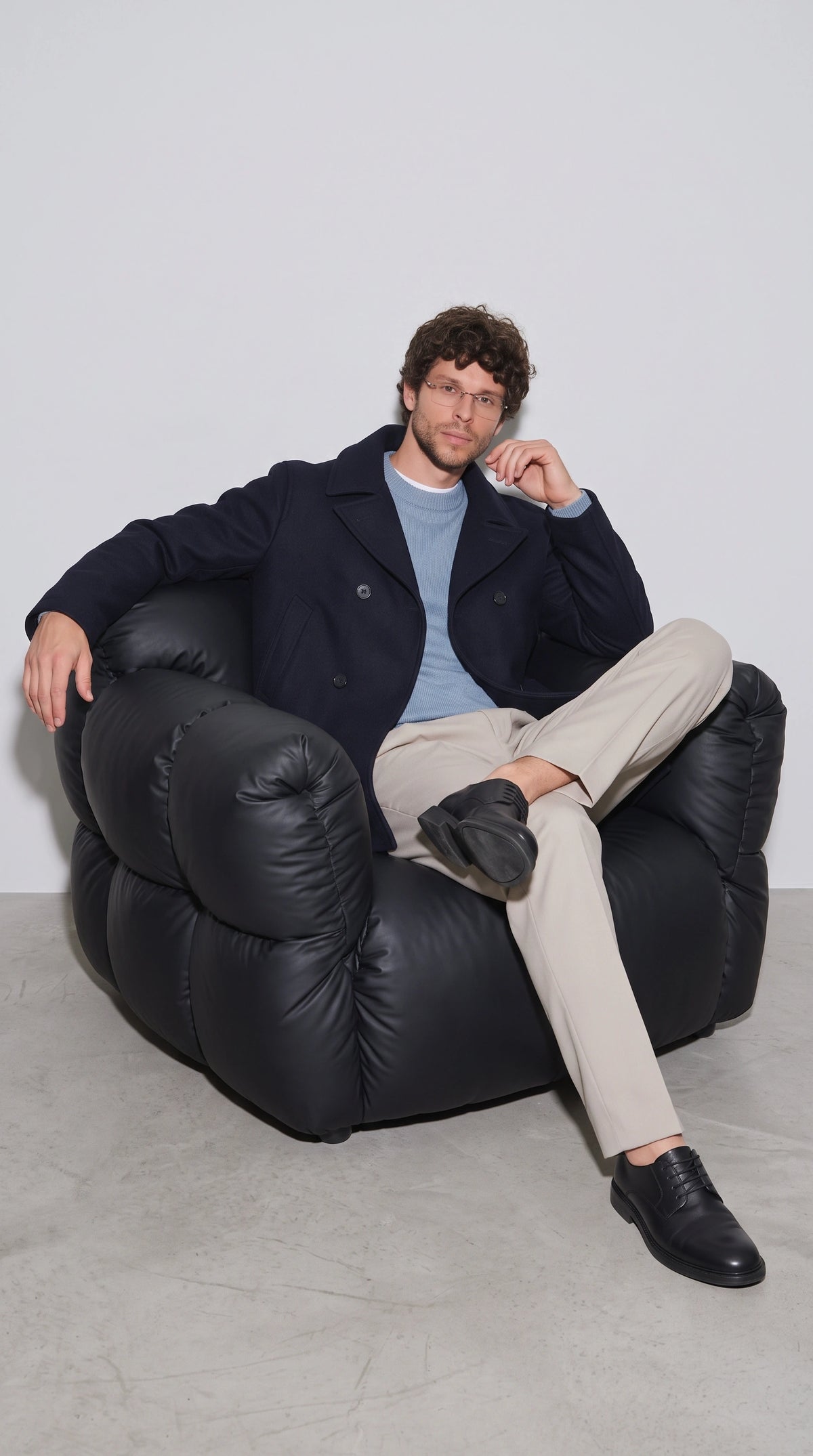 DARK NAVY BLUE WOOL COAT
