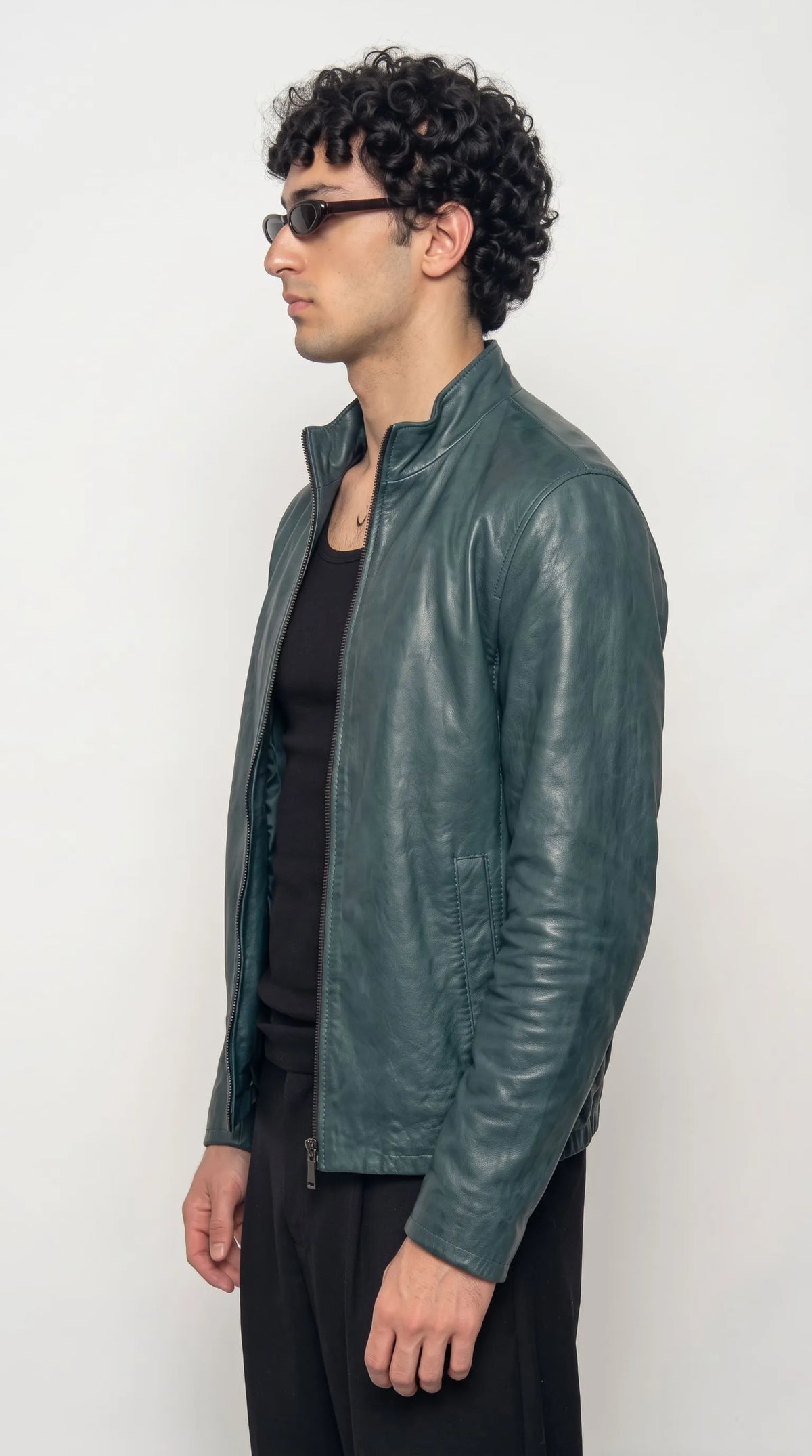 DARK CYAN LEATHER JACKET
