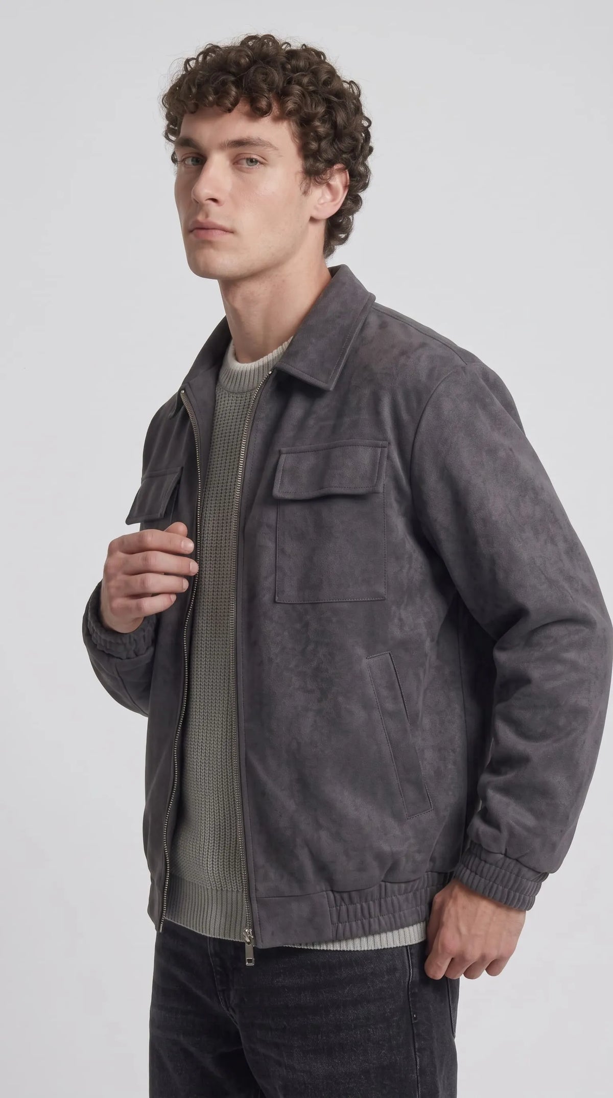 DARK GREY SUEDE JACKET