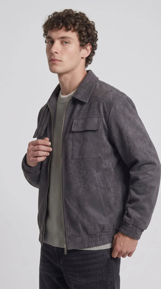 DARK GREY SUEDE JACKET
