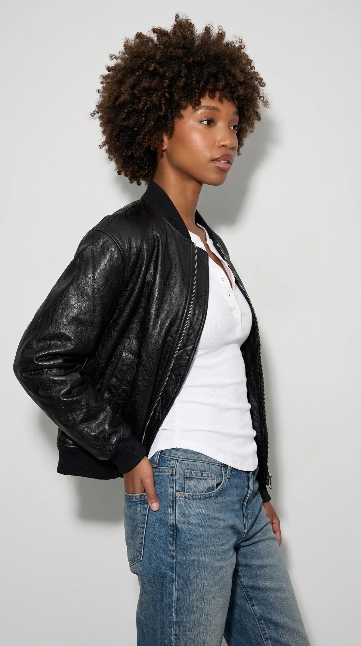 PREMIUM BLACK LEATHER BOMBER JACKET